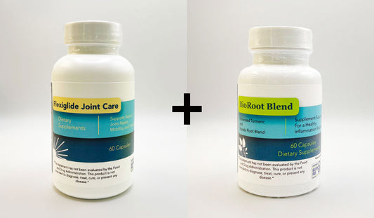 HerbUSA Flexiglide Joint Care + HerbUSA BioRoot Blend Bundle | Best Anti-Inflammation & Joint Health Supplements, 60 Capsules Each