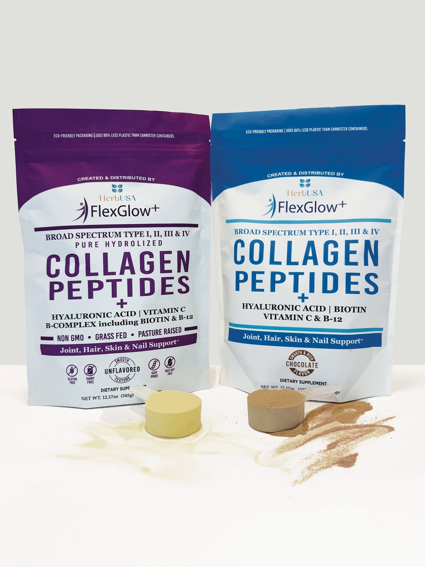 FlexGlow Collagen Powder – Multi-Type Collagen for Skin, Joints & Hair | Grass-Fed, Hydrolyzed, Non-GMO | 30 Servings