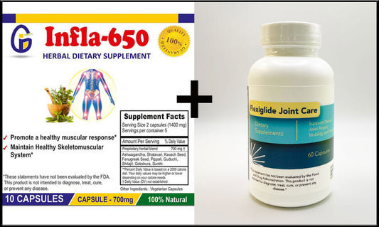 Infla-650 (10 capsule) + HerbUSA Flexiglide Joint Care Bundle