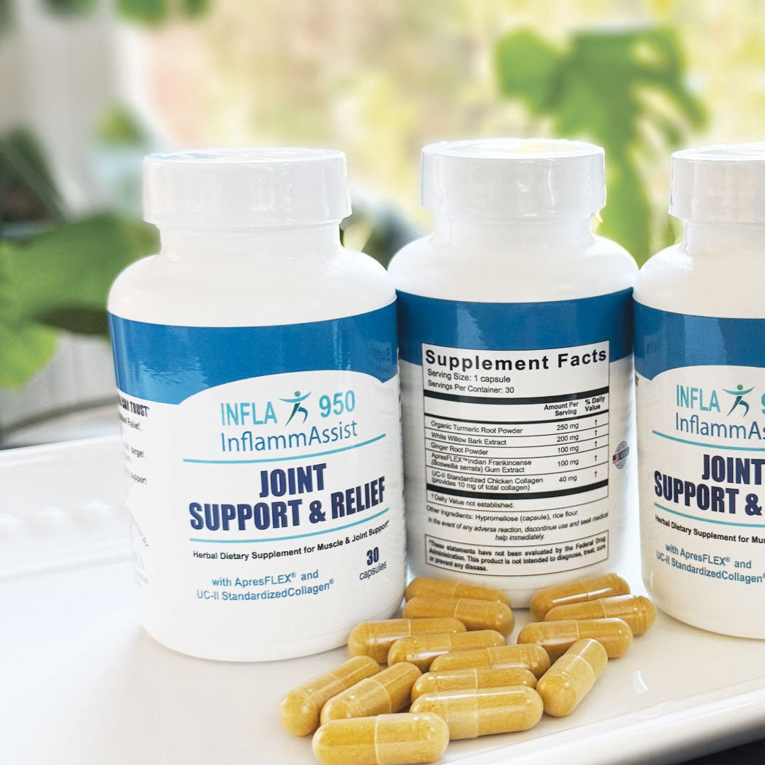 InflammAssist 950 – Advanced Joint Support & Mobility Supplement | UC-II®, ApresFlex®, Turmeric | 30 Capsules