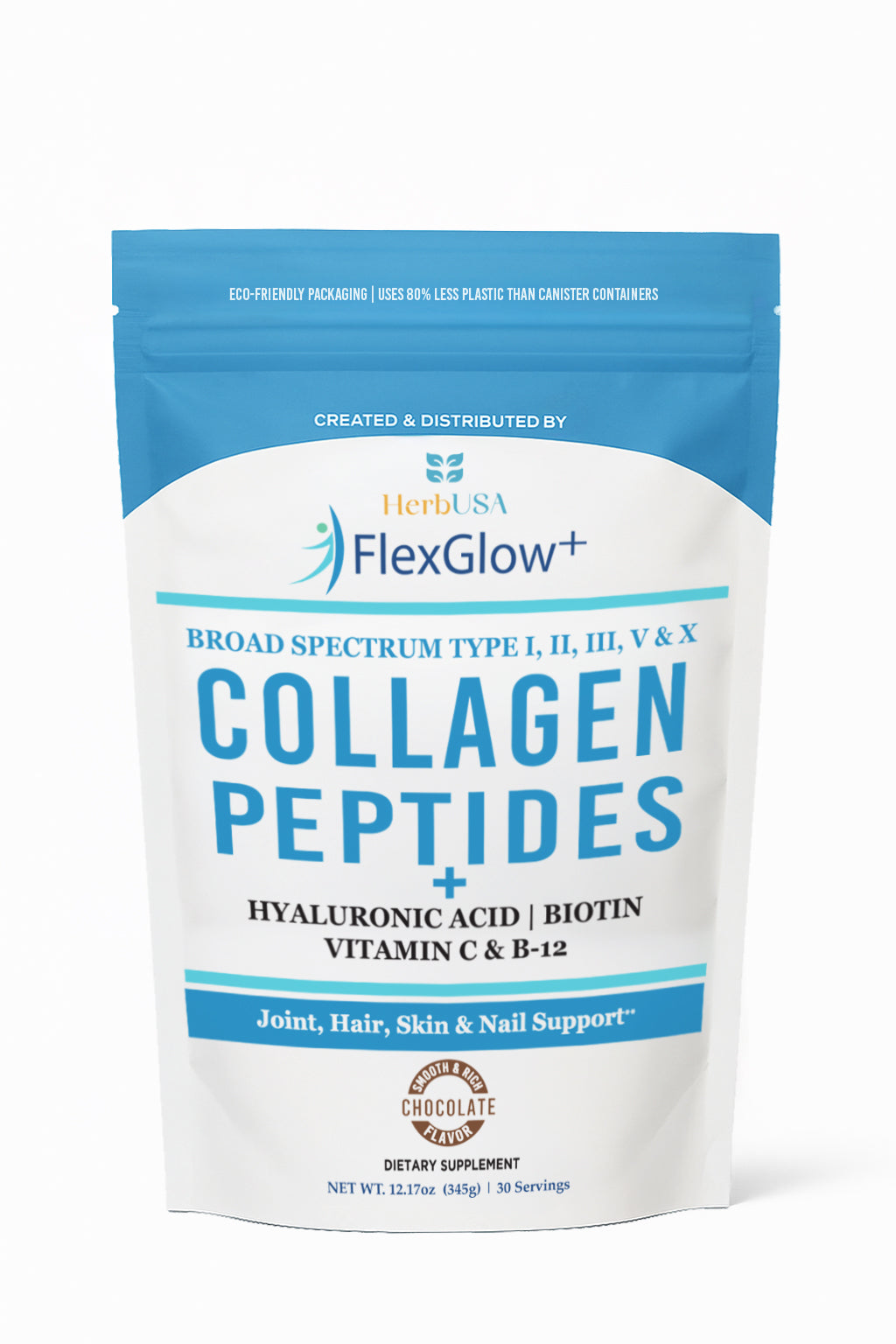 FlexGlow Collagen Powder – Multi-Type Collagen for Skin, Joints & Hair | Grass-Fed, Hydrolyzed, Non-GMO | 30 Servings