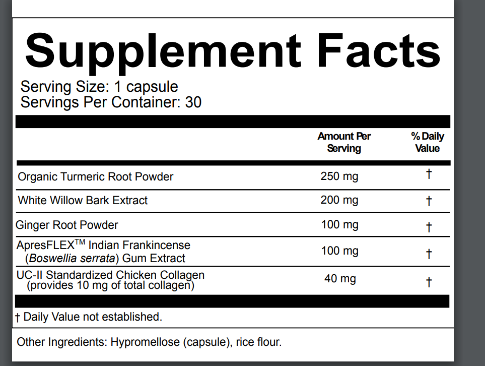InflammAssist 950 – Advanced Joint Support & Mobility Supplement | UC-II®, ApresFlex®, Turmeric | 30 Capsules